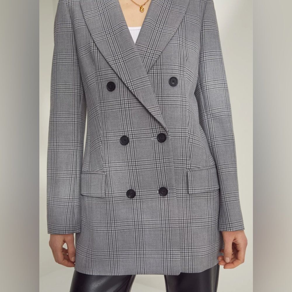 🎀 Wilfred Margaux long plaid blazer peak lapel  4 Aritzia oversized - Picture 5 of 13